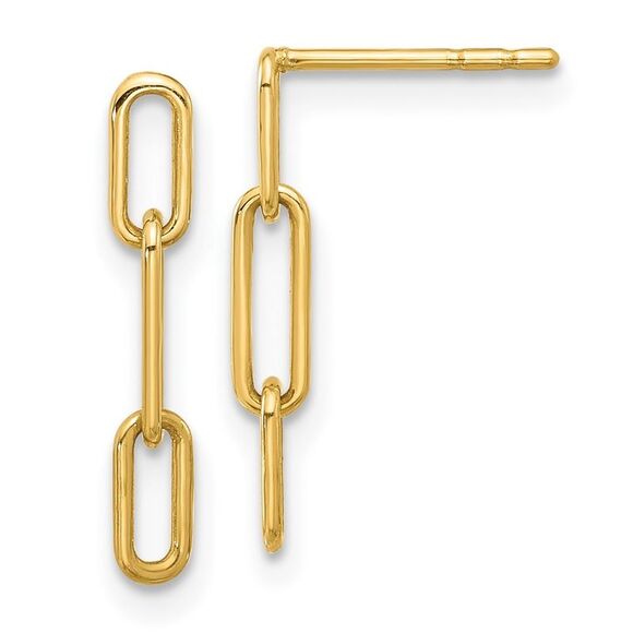 Kazi Luxury 14k Yellow Gold Polished Open Link Post Dangle Earrings